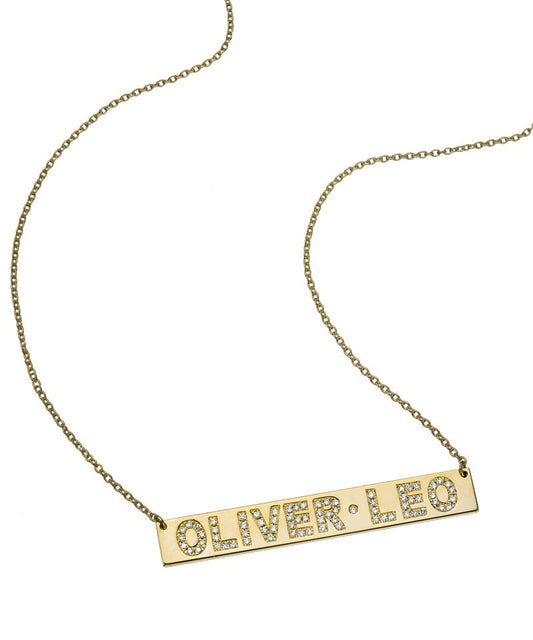 Pave Name Bar Necklace