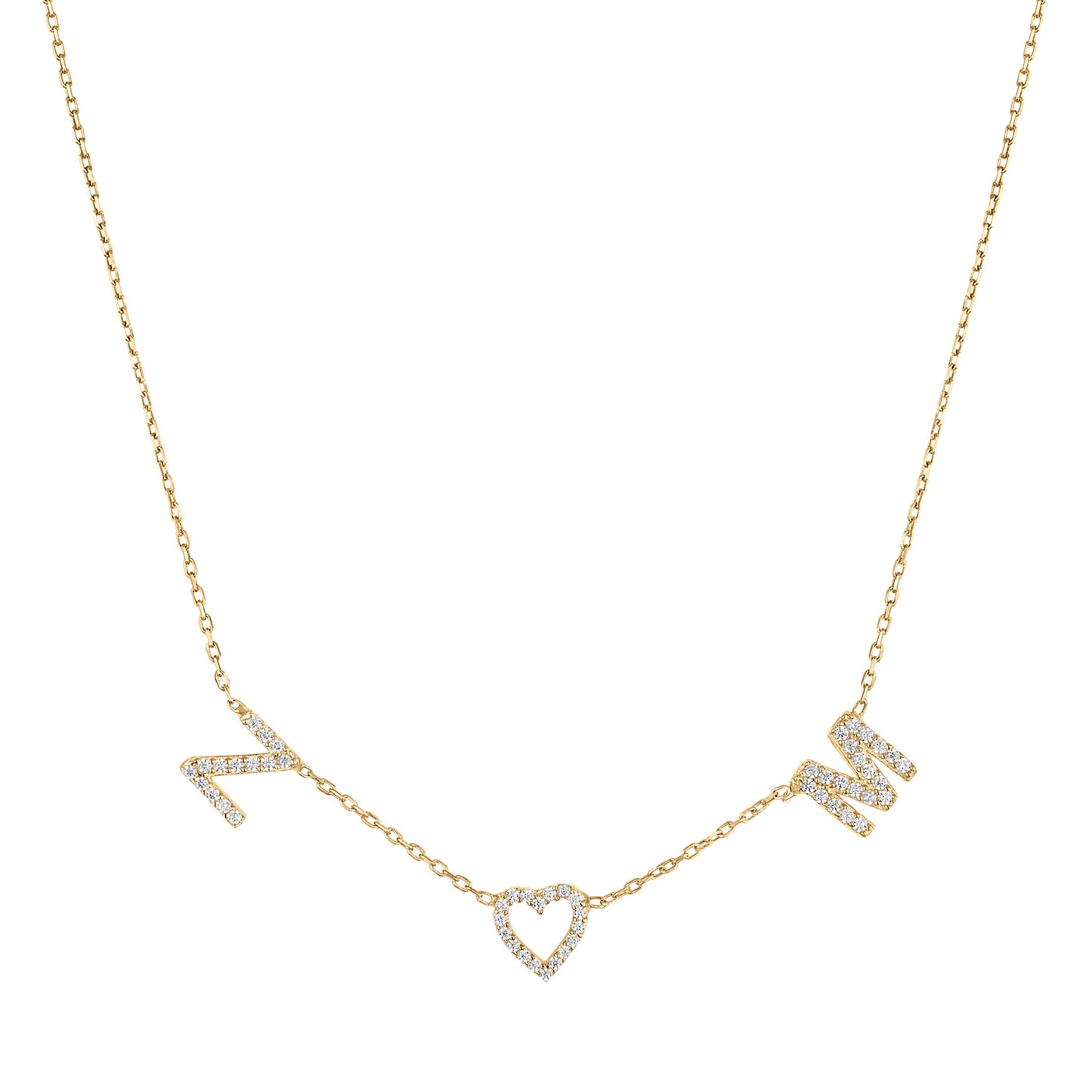 Pave Initial Heart Necklace