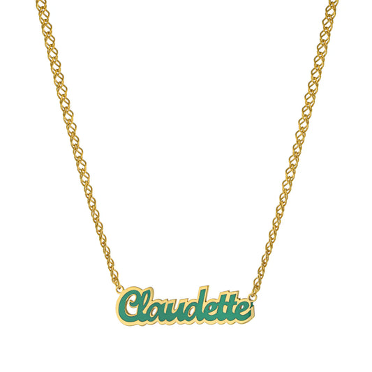 Enamel Script Nameplate Necklace