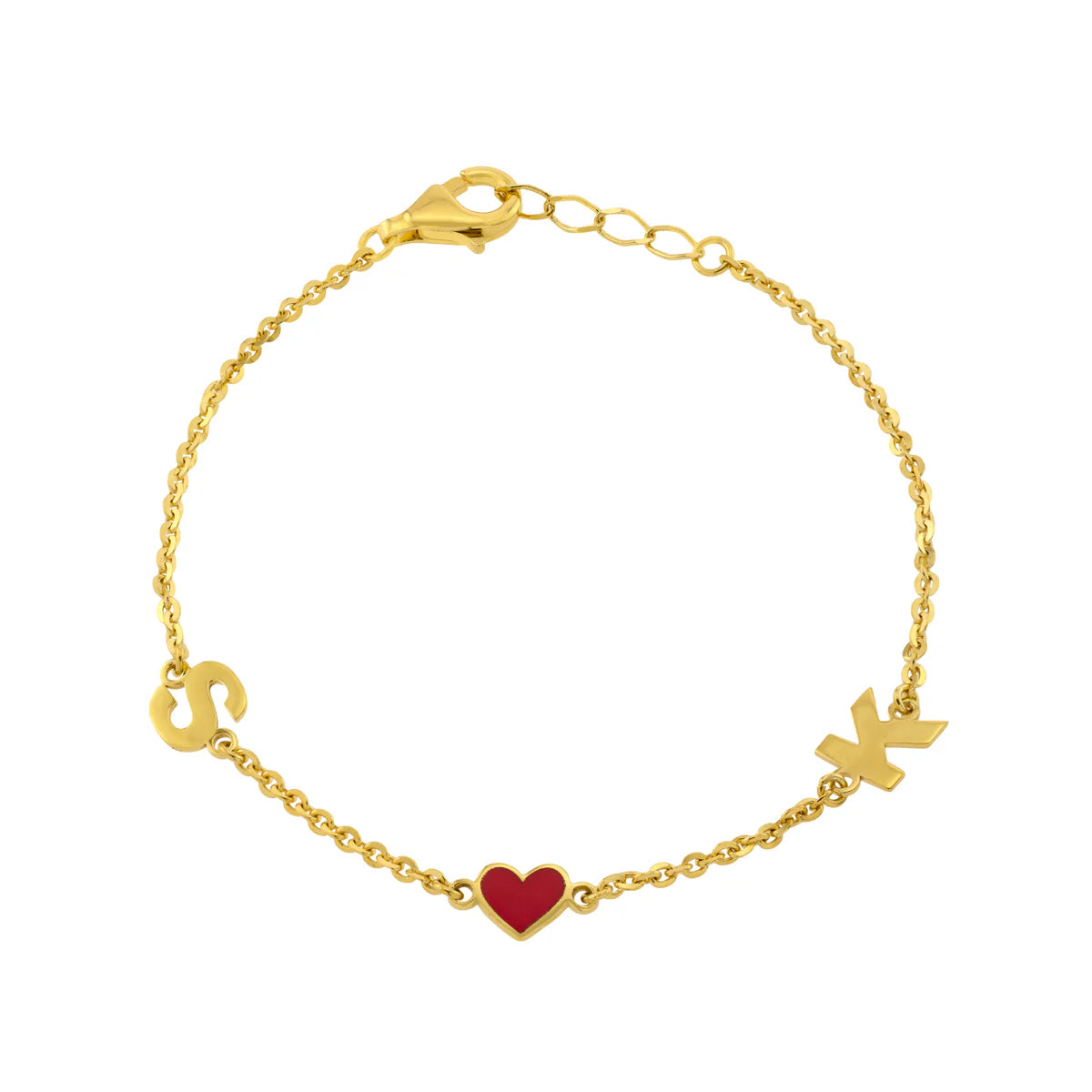 Two Initial Heart Bracelet