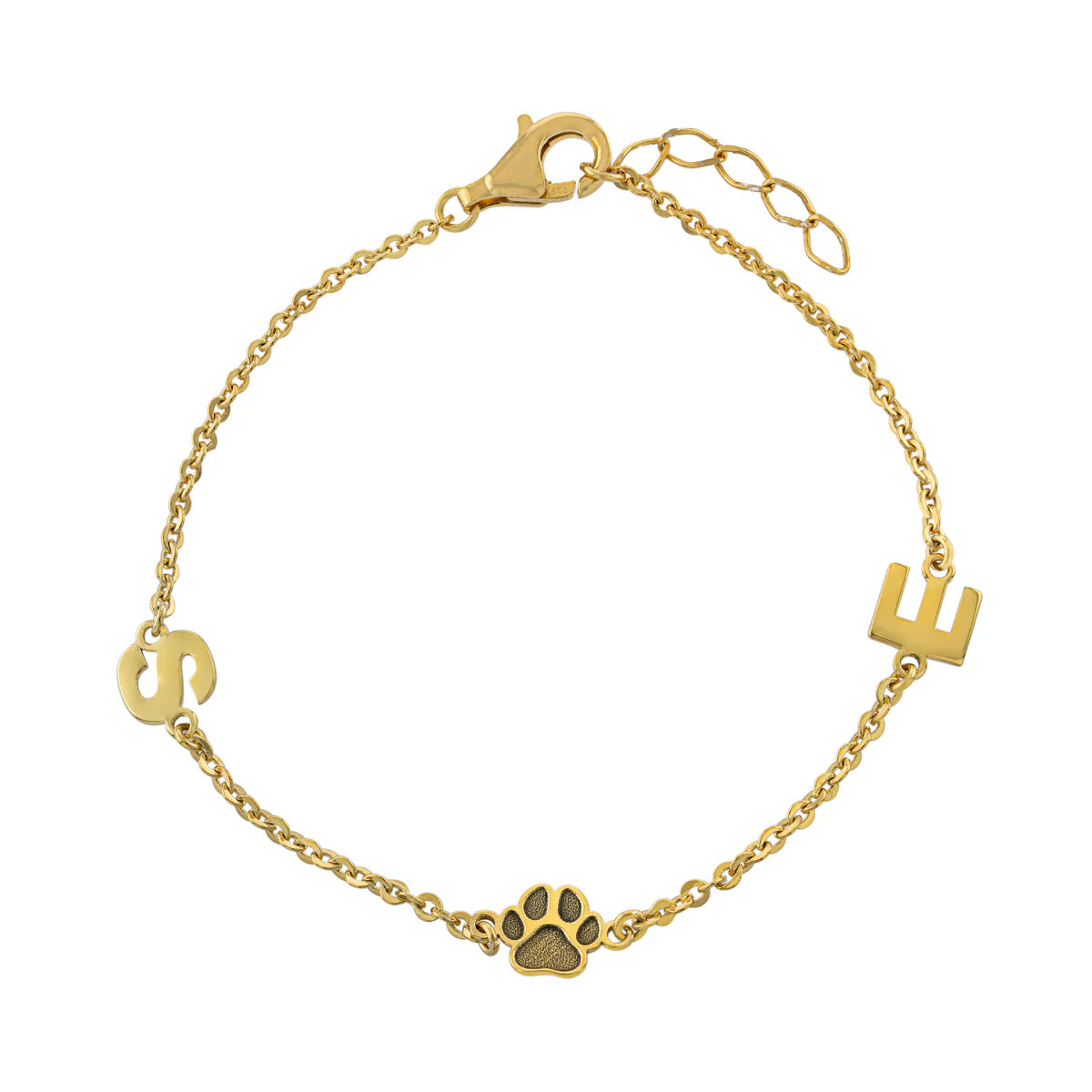 Two Initial Paw Bracelet