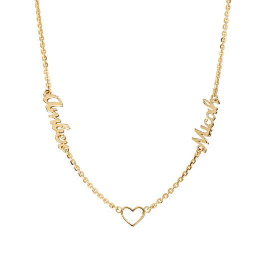 Two Names with Open Heart Necklace