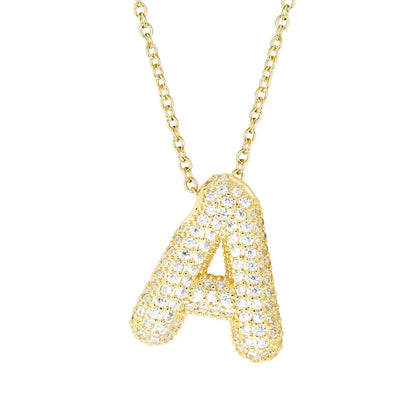 Large Pave Crystal Initial Pendant Necklace