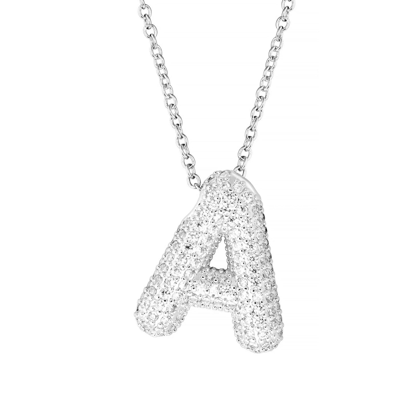 Large Pave Crystal Initial Pendant Necklace