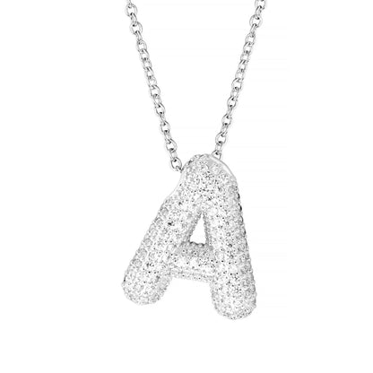 Large Pave Crystal Initial Pendant Necklace