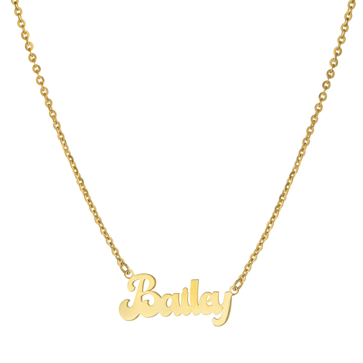 Bubble Script Nameplate Necklace