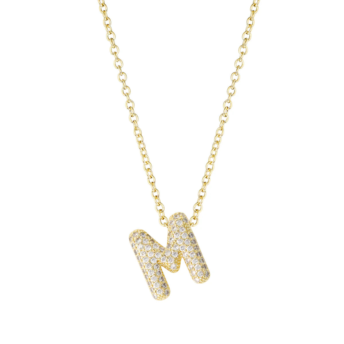 Small Pave Crystal Initial Pendant Necklace