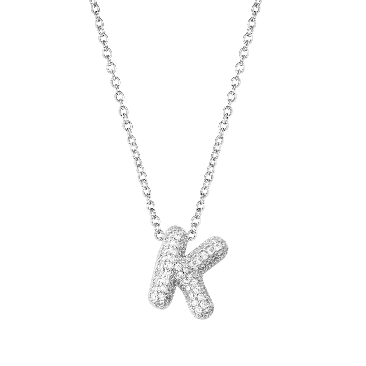 Small Pave Crystal Initial Pendant Necklace