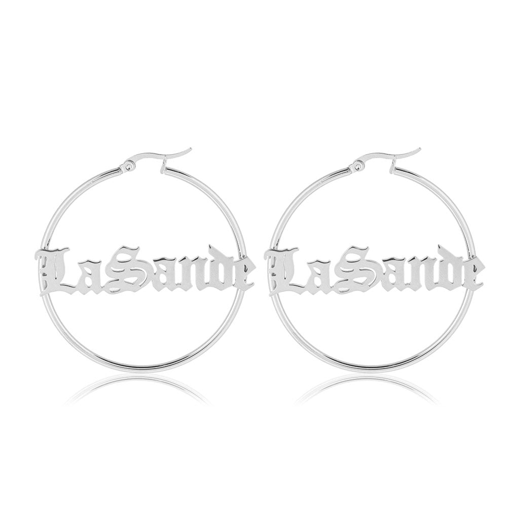 Gothic Hoop Name Earrings