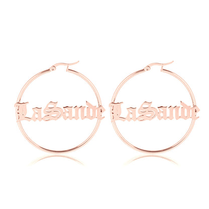 Gothic Hoop Name Earrings