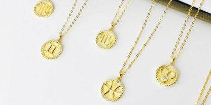 Zodiac Disc Pendant Necklaces