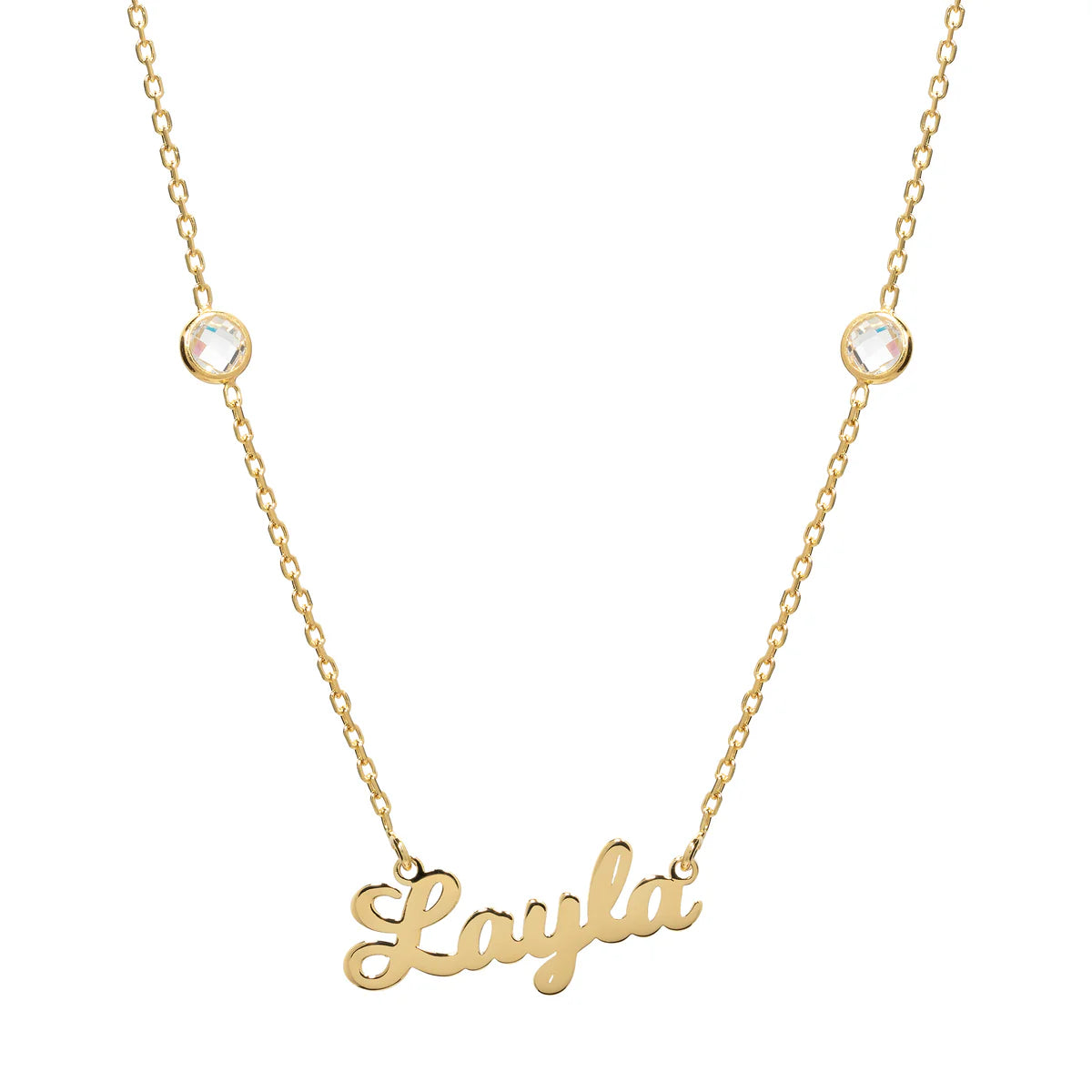 Script CZ Nameplate Necklace