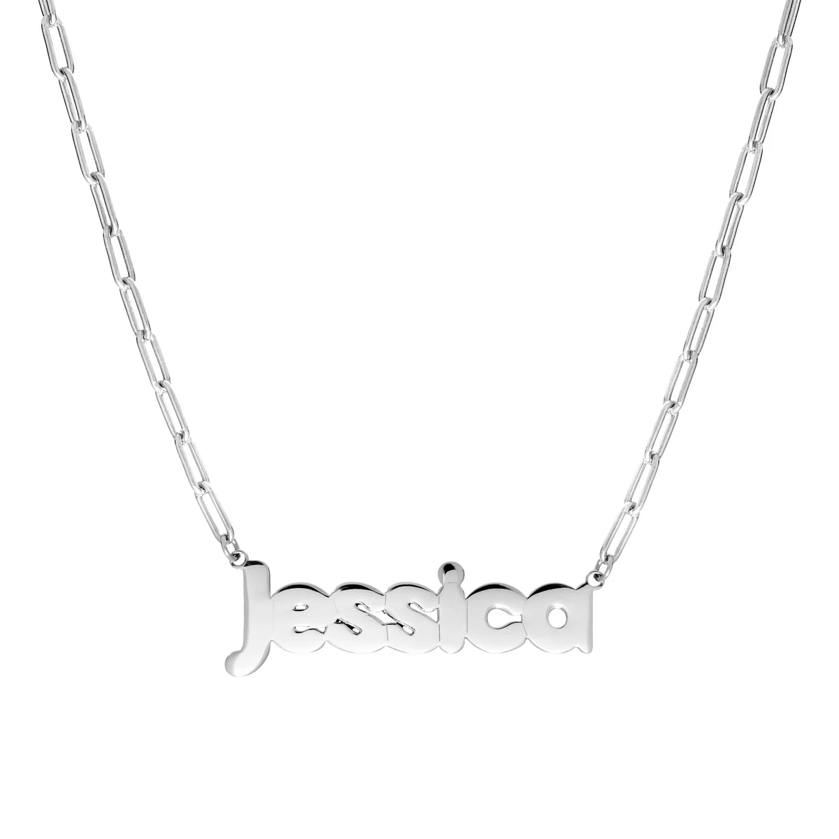 Paperclip Lowercase Nameplate Necklace