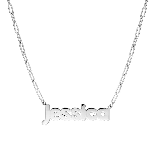 Paperclip Lowercase Nameplate Necklace