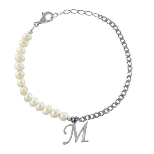 Pearl Chain Initial Bracelet