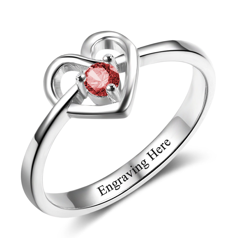 Birthstone Heart Knot Ring