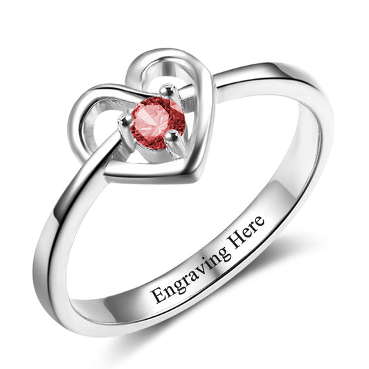 Birthstone Heart Knot Ring