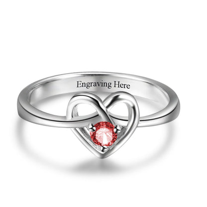 Birthstone Heart Knot Ring