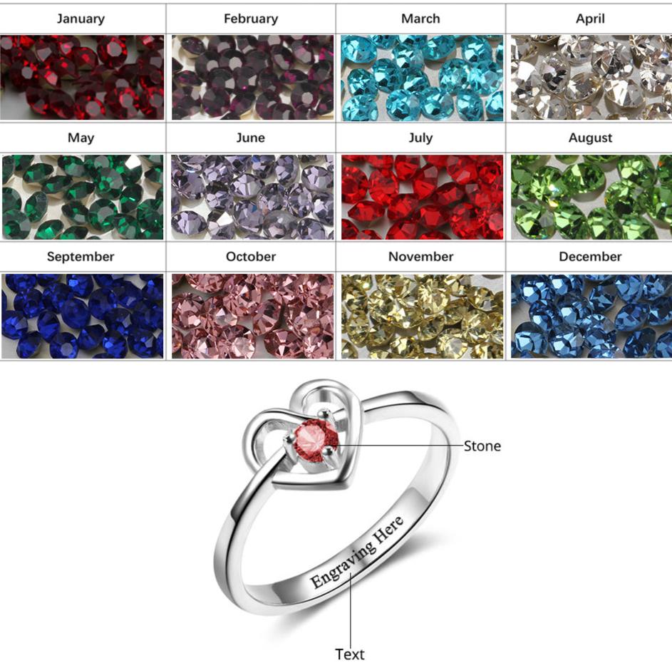 Birthstone Heart Knot Ring