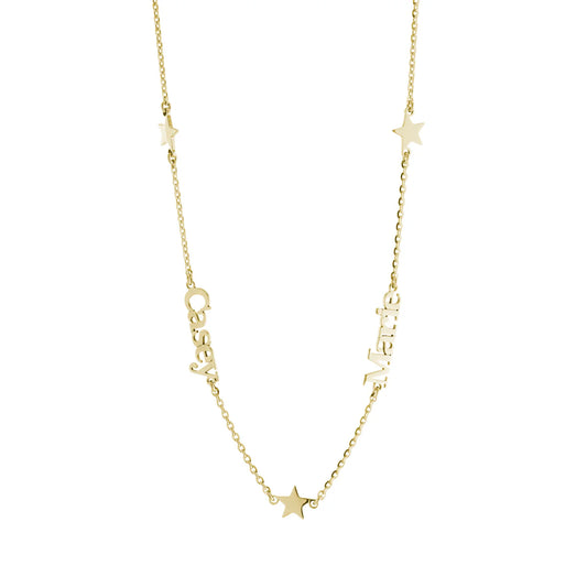 Double Name and Stars Necklace